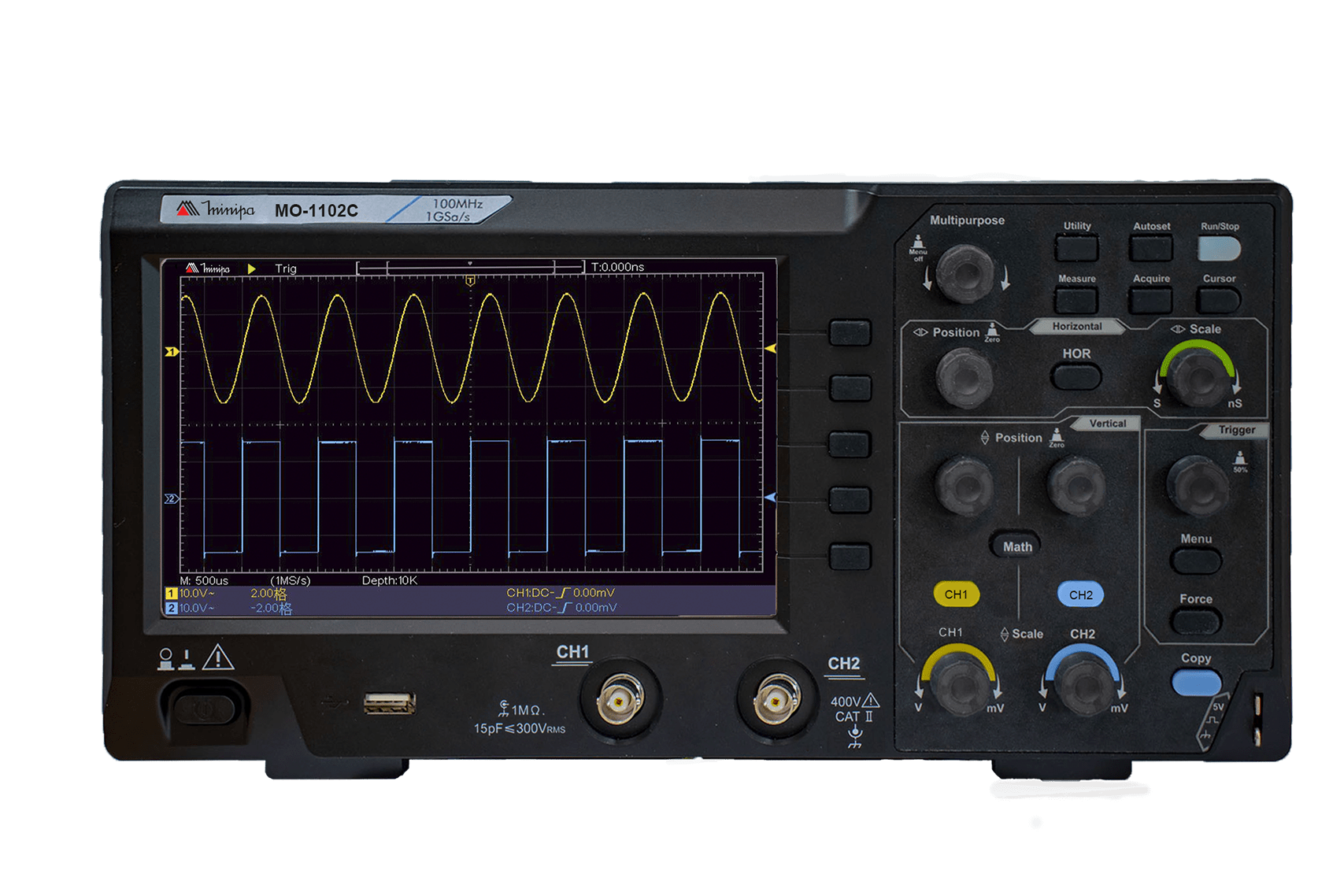 Osciloscópio 100MHz 2 canais, 1GS/s Minipa - MO-1102C