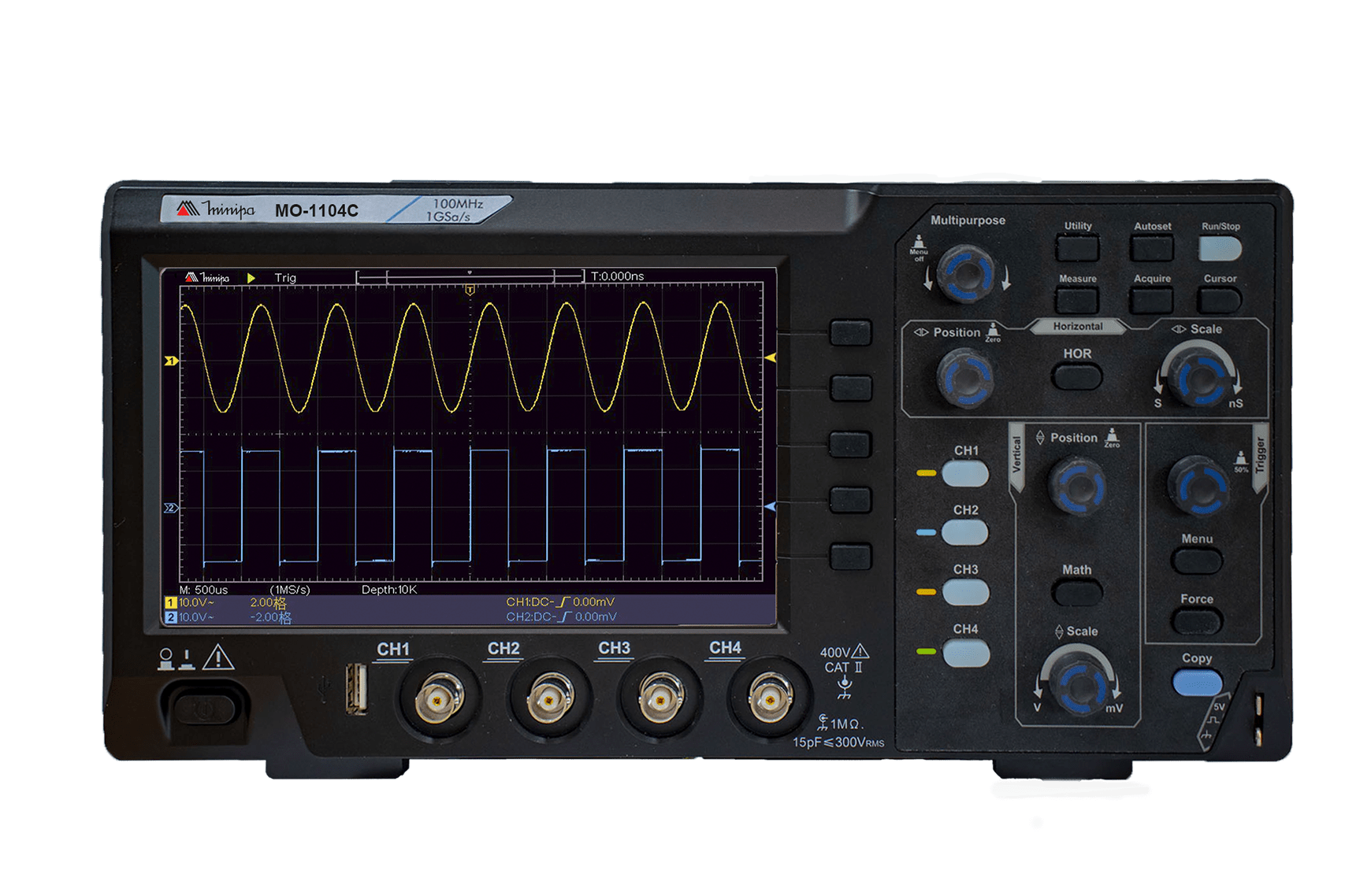 Osciloscópio 100MHz 4 canais, 1GS/s Minipa - MO-1104C