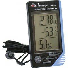 Termo-Higrômetro-Relógio Máx/Mín (Temp Int/Ext) - Minipa - MT-241 