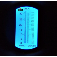 Refratômetro p/ Açucar e Densidade de Cerveja não Fermentada (0a32% BRIX - 1.000a1.120 SG) - RTC-100