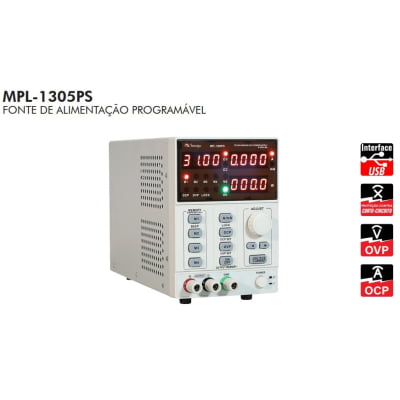 Fonte de Alimentação DC Assimétrica (30V/5A-simples) PROGRAMÁVEL - MINIPA - MPS-1305PS