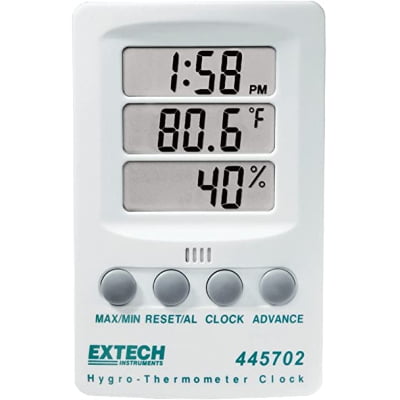 Termo-higrômetro-relógio máx/mín (temp int.)  – Extech - 445702